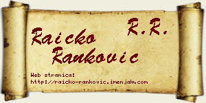 Raičko Ranković vizit kartica